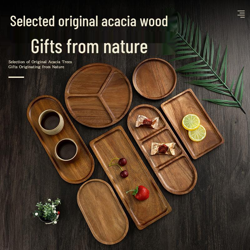 Rectangular Solid Wood Japanese Tea and Snack Tray