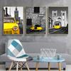 Pittura su Tela, Edificio Storico Giallo Retrò Auto, Stile Vintage, Quadro Pittura Decorazione Ufficio Casa, Regalo per Festival