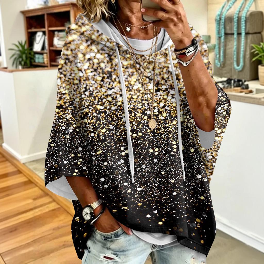 Women's Vintage Floral Print Drawstring Hoodie Loose Fit Casual Sweatshirt Top