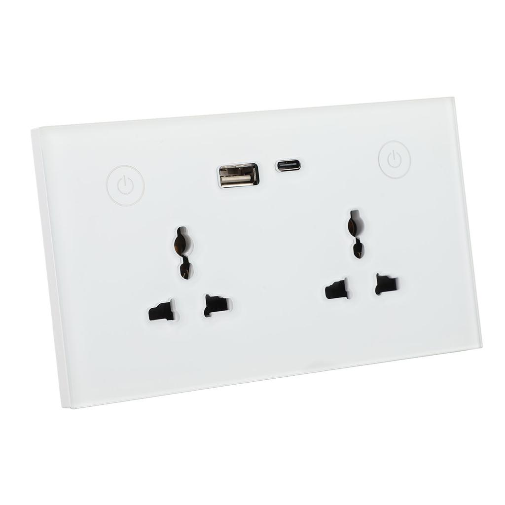 Smart Wall Outlet 2.4G WiFi Touch Light Switch Voice Control Smart Plug with USB and TYPE C Charger