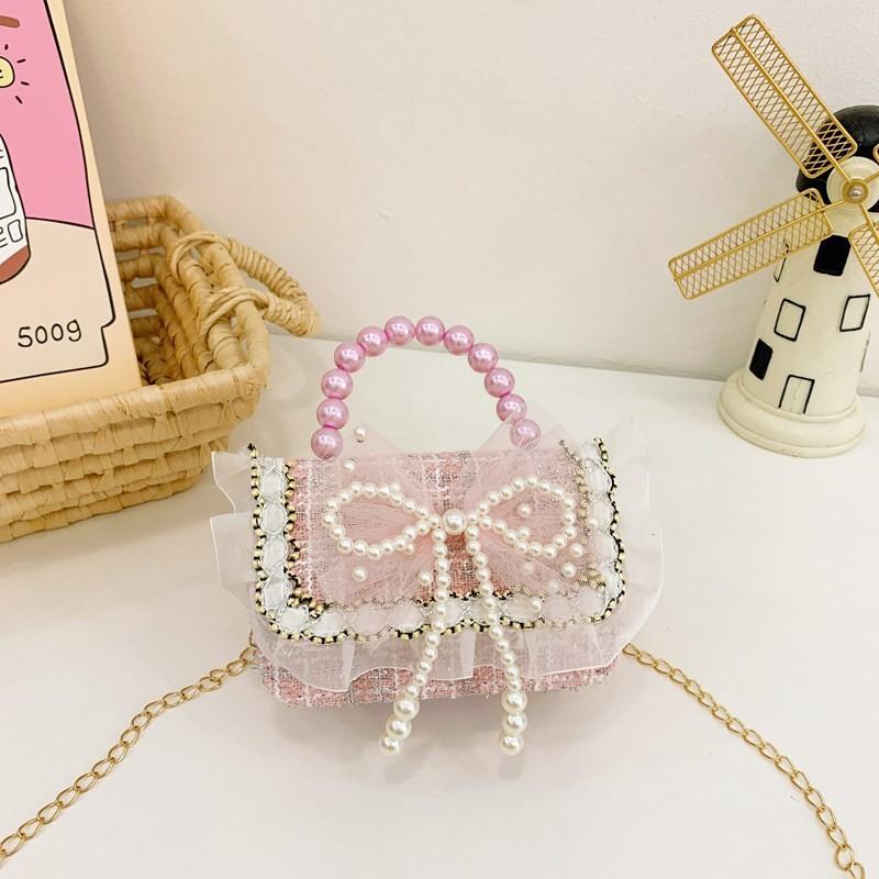 Adorable Pearl Bow Kids Crossbody Bag With Charming Floral Patterns For Daily Use