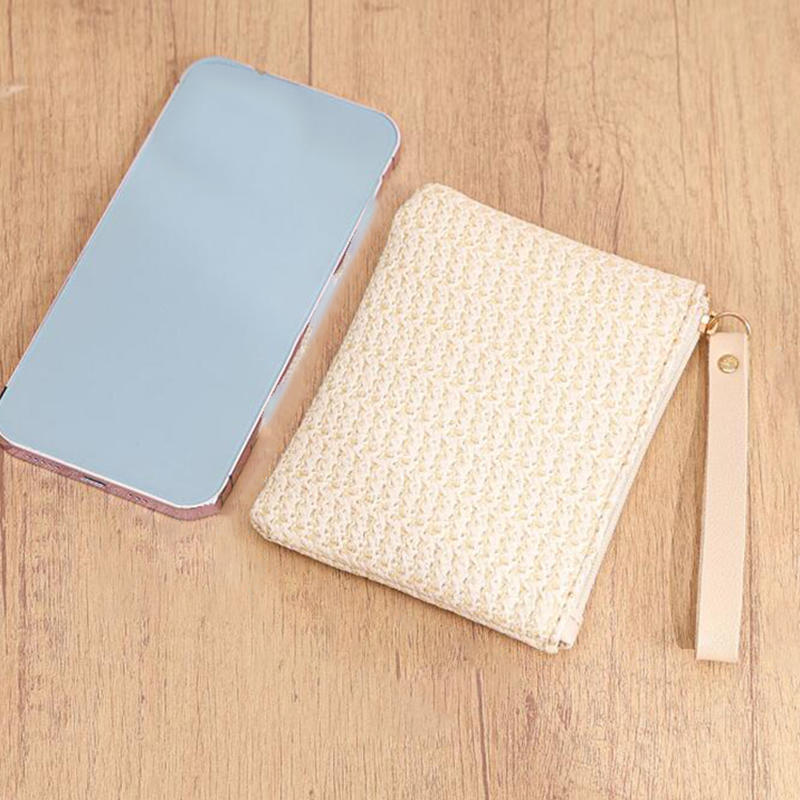 Women Girls Straw Clutch Purses Lightweight Summer Beach Mobile Phone Wallet Coin Change Pouch