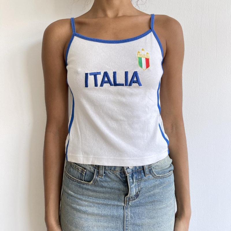 Europäische und amerikanische Mode sexy schmal geschnitten kontrastierende Stickerei Basic-Stil Camisole-Weste