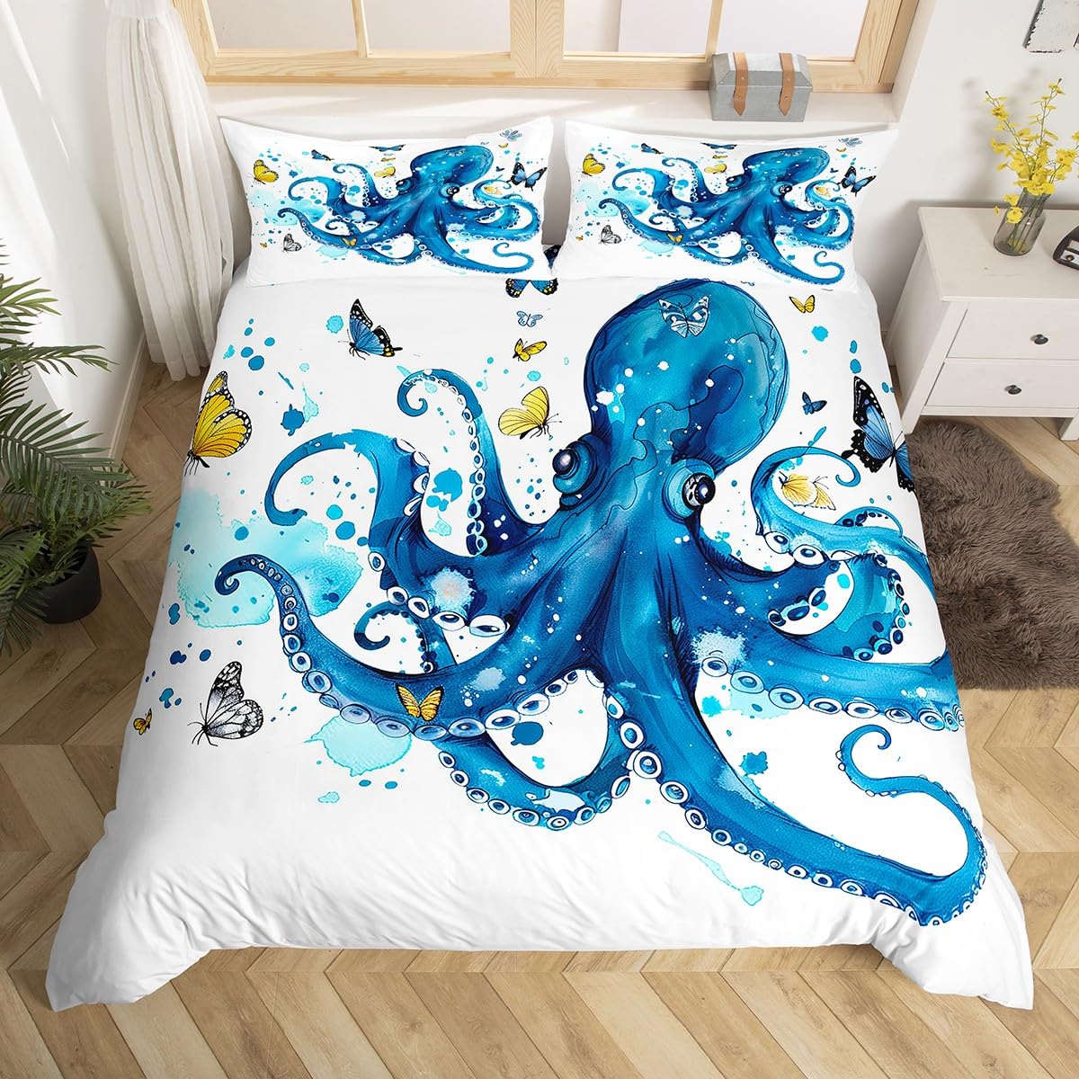 

Octopus Cthulhu Style 3D Print Bedding Set Cozy Duvet Cover King Queen Twin Single Size Birthday Gift Boy Kid Bedroom Decoration EU Single 135x200cm