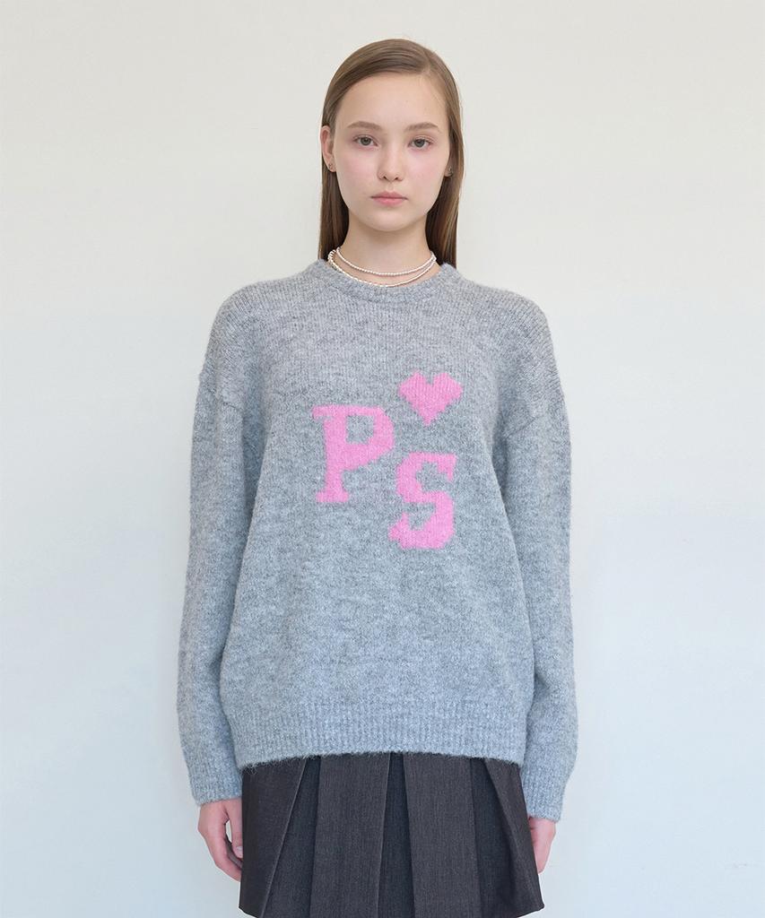 PISCESS Hairy Jacquard Sweater_Gray