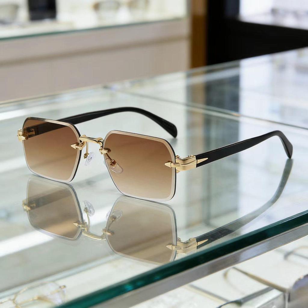 Frameless Cut-Edge Metal Sunglasses - Unisex European & American Style, UV Protection, High-End Fashion