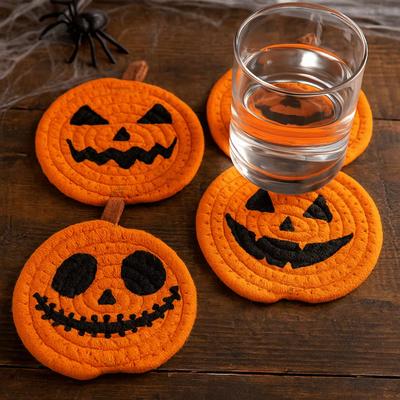 Halloween Kürbis Untersetzer Hitzebeständige Kürbisförmige Untersetzer Handgemachte Kürbis Untersetzer für Zuhause Küche Büro