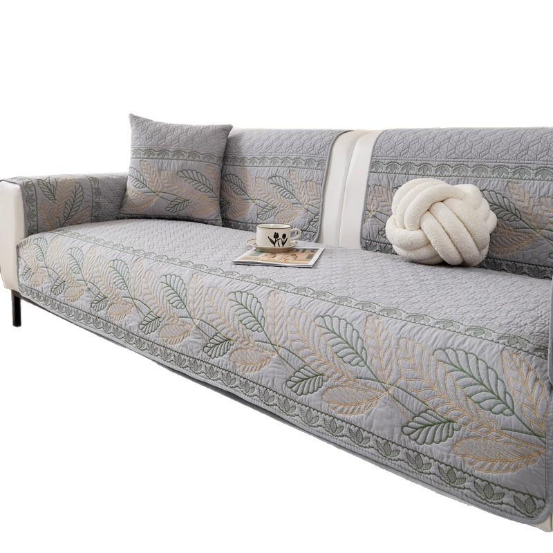 Pure Cotton Sofa Cushion Universal In All Seasons  New Fixed Non-Slip Cover Light Luxury High-End Feeling Cloth Towel Seat Cushion