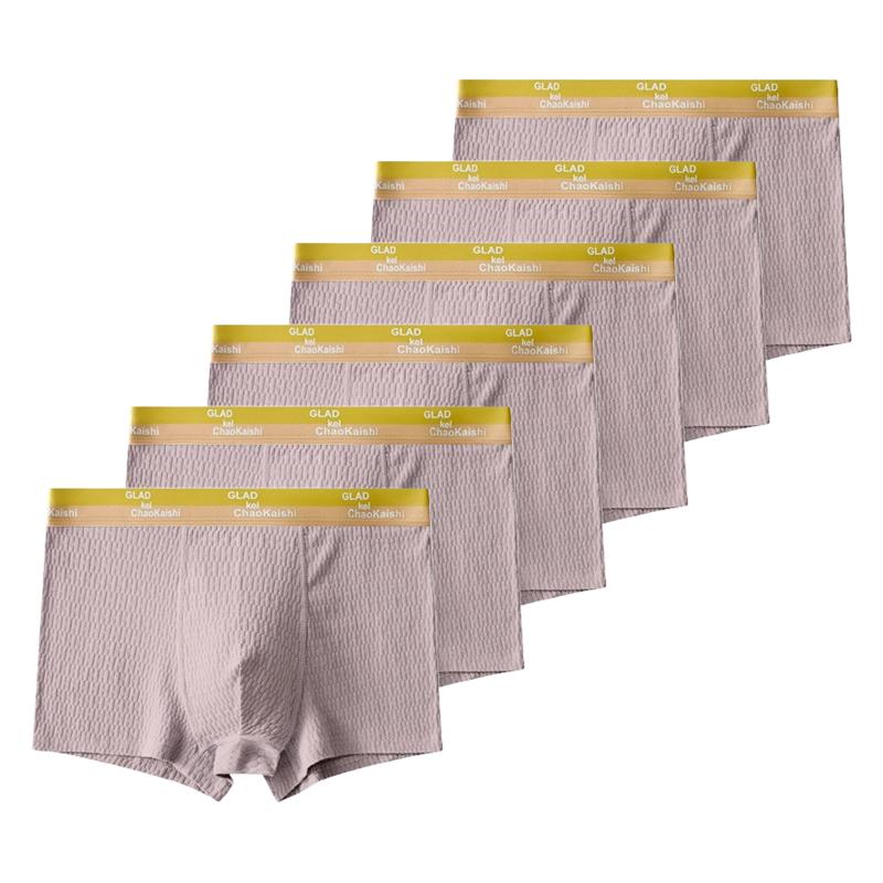 6Pcs Men's Boxer Briefs Teenager Underwear Breathable U Convex Underpants Comfortable Thin Underpants L XL XXL 3XL 4XL