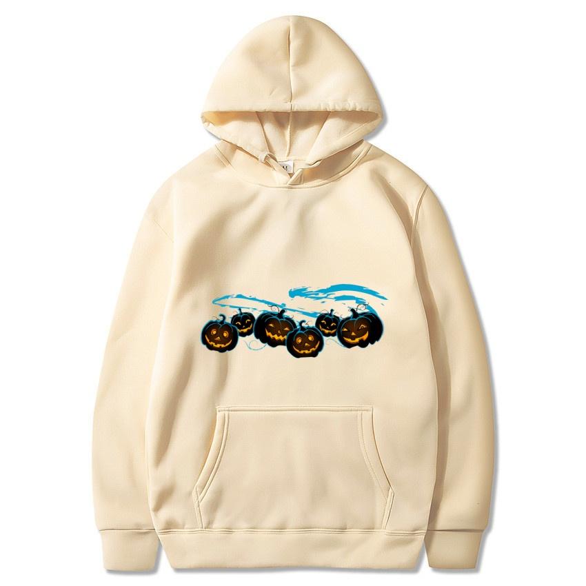 2025 Autumn/Winter Halloween Pumpkin Personalized Printed Hoodie Men's Fashion Warm Sweatshirt Casual Street Wear Warm Hoodie