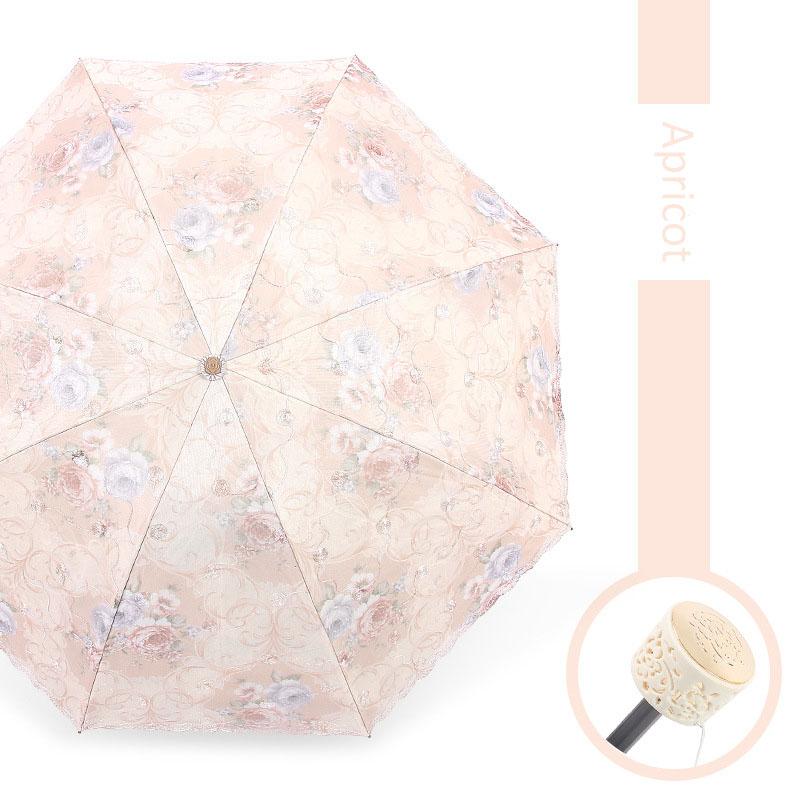 Lace Embroidery Umbrella Lady Sunshade Black Rubber Three Folding Princess Sweet Lace Parasol Anti-uv Sun/ Rain Umbrellas