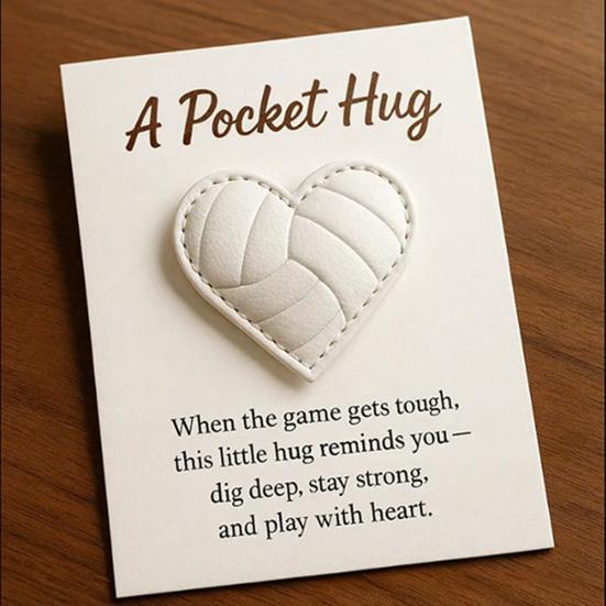 Love Heart Ball Pocket Hug with Positive Card Emotional Support Heart Shaped Ball Pocket Token Athletes Sports Fans Collectible Encouragement Gift