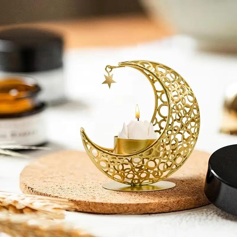 1-5PCS Elegant Metal Moon Candle Holder Romantic Wedding and Christmas Table Decor Modern Luxury Independent Tea Light Stand