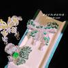 Luxury Butterfly Ring for Women Elegant Emerald Two Way Brooch Necklace Vintage Court Style Jewelry