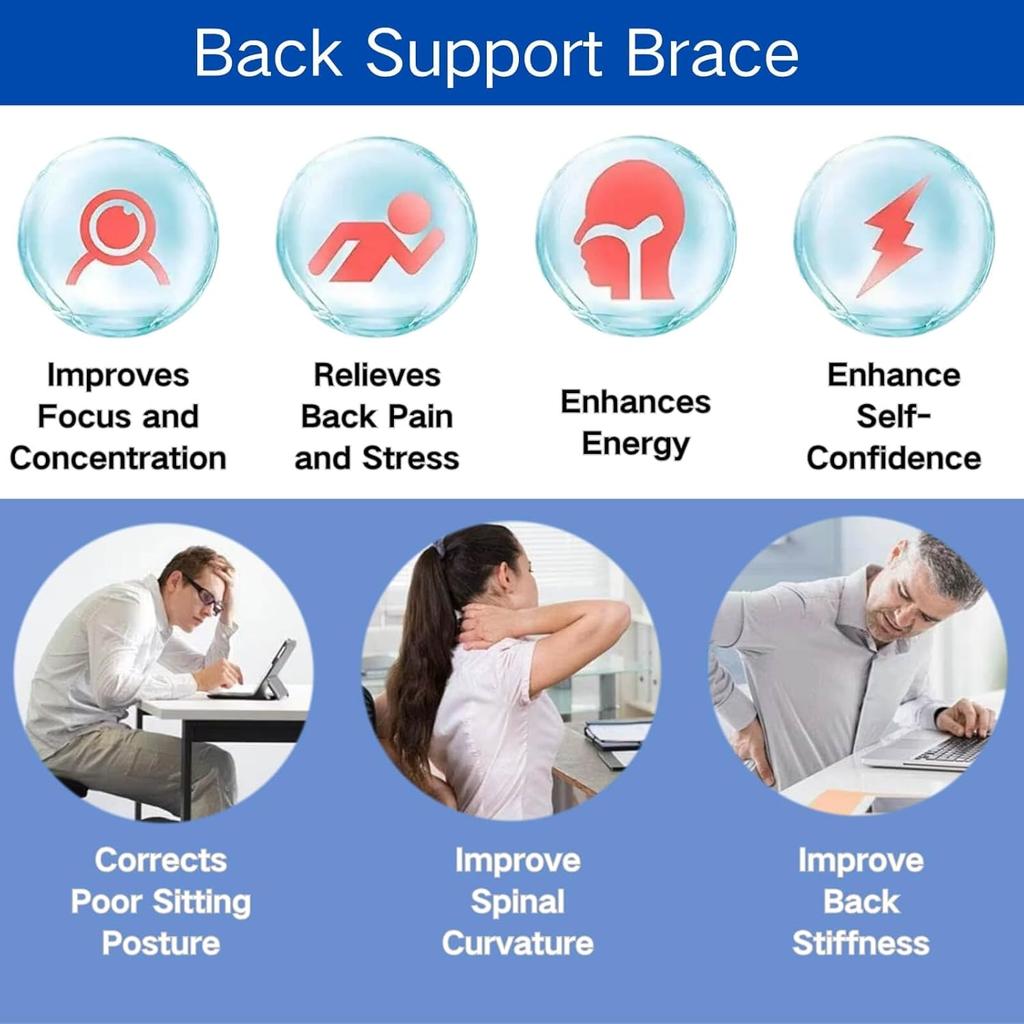 Comfortable Straightener Posture Corrector Breathable Back Support Brace for Men Lower Back Spine Shoulder and Neck Pain Relief
