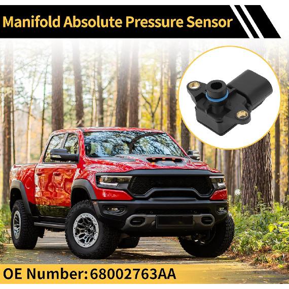 1 Pcs Manifold Absolute Pressure Sensor for Jeep TJ 2003 for Dodge for Ram 1500 2500 Van 2002-2003 MAP Sensor No.68002763AA Plastic Black