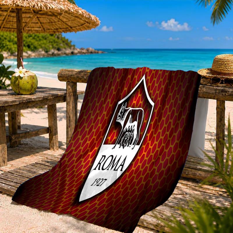 Roma Football Club Emblem Beach Towel Microfiber Beach Towel, Lightweight and Quick-Dry, for Summer Travel, Swimming Pool Fan Birthday Gift