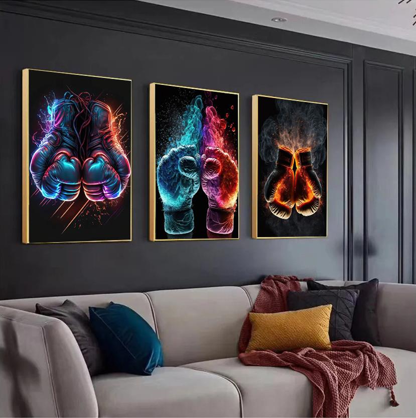 Retro Boxhandschuhe Leinwand Malerei Kunst Ästhetik Poster Drucke Boxing Gym Club Hintergrund Wand Dekor Jungen Zimmer Bild Cuadros