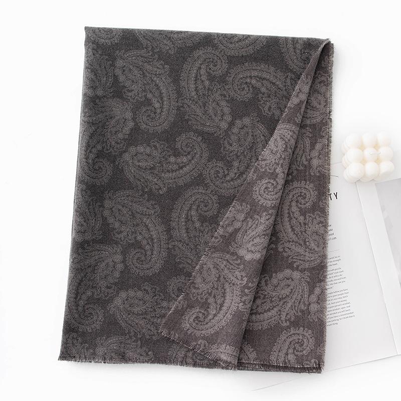 Autumn and Winter Thickened Korean Style Imitation Cashmere High End Mid Length Scarf Printed Scarf for Women