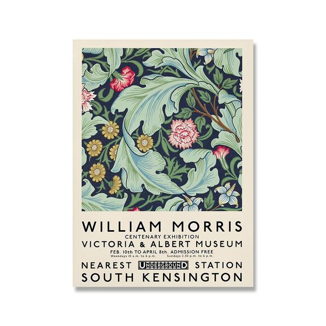 William Morris Leinwanddruck Victoria and Albert Museum Ausstellungsplakat London Underground Jugendstilgemälde Wanddekoration