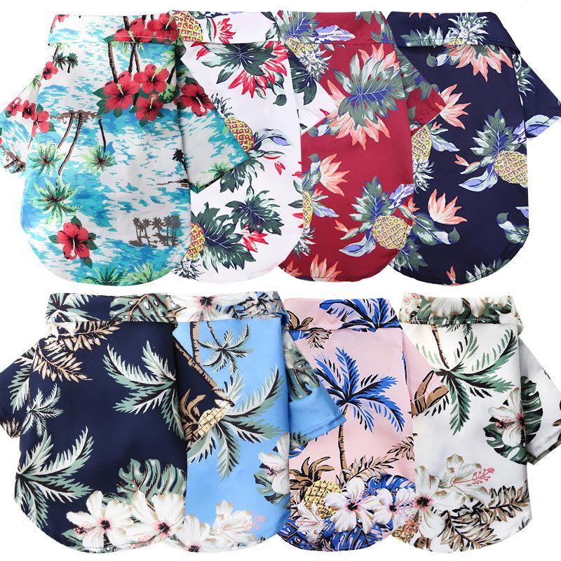 Pet Puppy Summer Clothes Hawaiian Holiday Beach Style Shirt For Small Medium Schnauzer Teddy Bear Pomeranian Cat Travel Clothing
