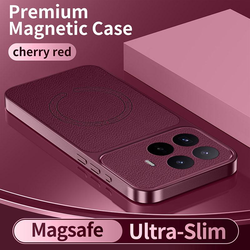 PU Leather Magnetic Wireless Charging Case For Magsafe Xiaomi Poco C75 C85X C81 M7 Plus M8 X8 X7 F5 F6 F7 F8 F9 Pro Max Ultra