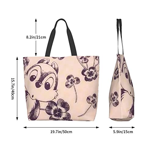 [MINIER] Chip and Dale Eco Bag, Women's Tote Bag, Shoulder Bag, Large Capacity Shopping Bag, Convenience Store Bag, Lightweight, Waterproof, Handbag,