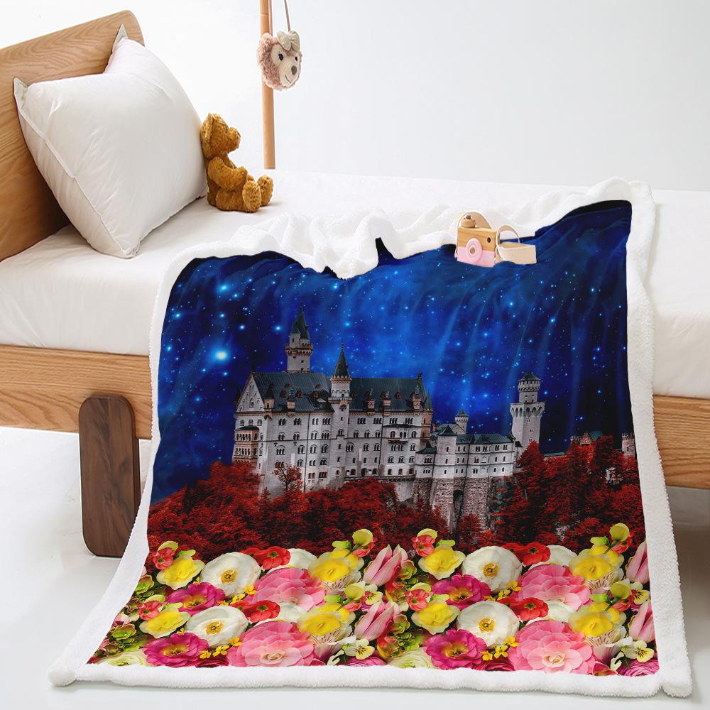Morning Flower Set 2D Digital Printing Thickened Lamb Fleece Crystal Fleece Blanket One Piece
