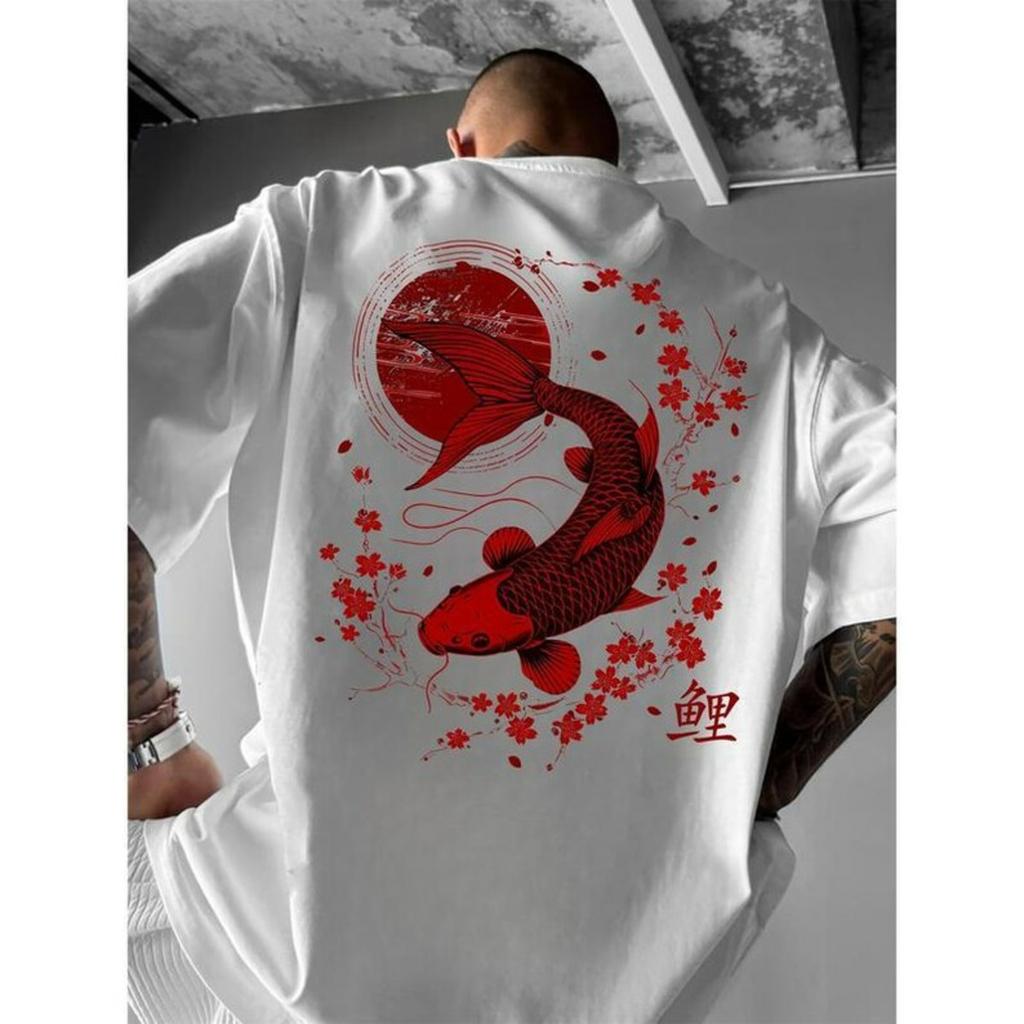 Koi Fish Sunset Print T Shirt Japanese Aesthetic Sweatshirt Nature Hoodie Cherry Blossom Tee Gift for Him or Her
