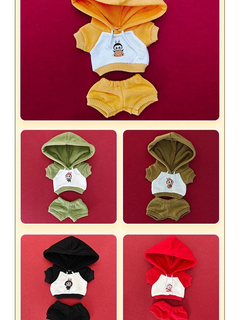 Labubu 17cm Baumwollpuppe Hoodie-Set & Schlüsselanhänger