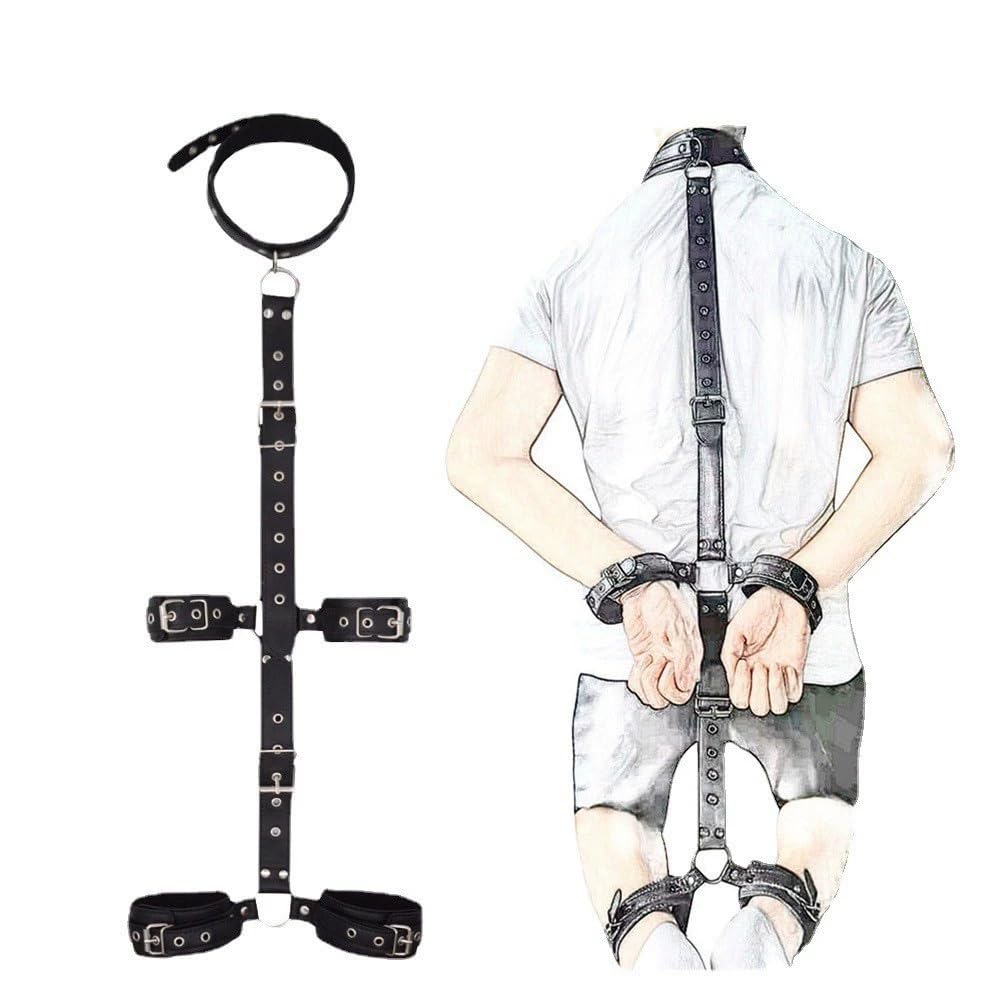 Adjustable Black SM Hand and Foot SM Doggy Shackles Back-to-Back Restraints, Restraints, Restraints, Belt, Style, Restraints, (Black)