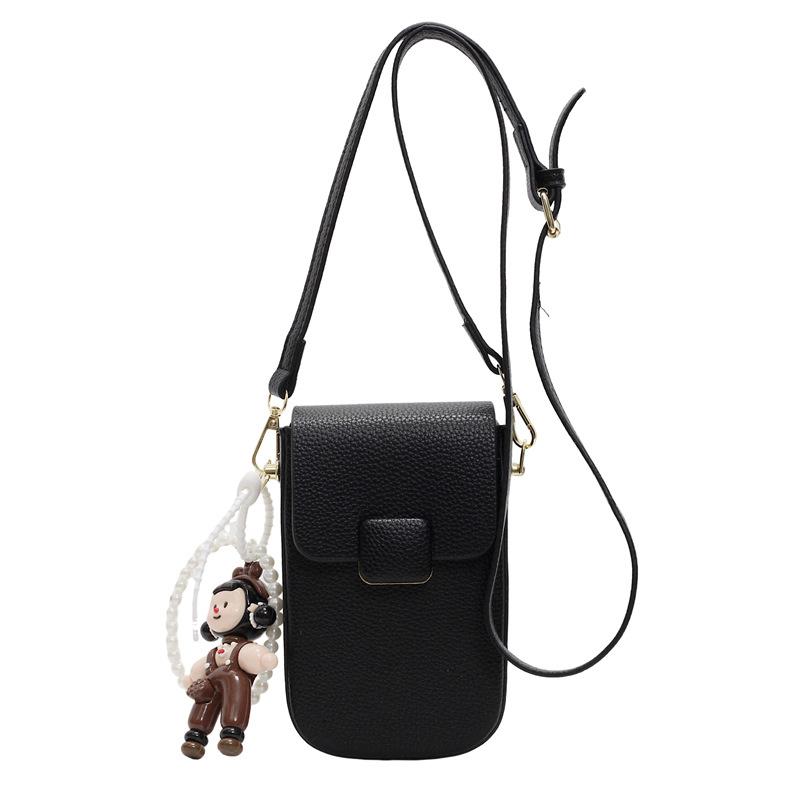 Spring and Summer Dopamine Sweet Simple Wind Mobile Phone Bag Women's Casual Versatile Commuter Advanced Sense Lychee Pattern Messenger Bag