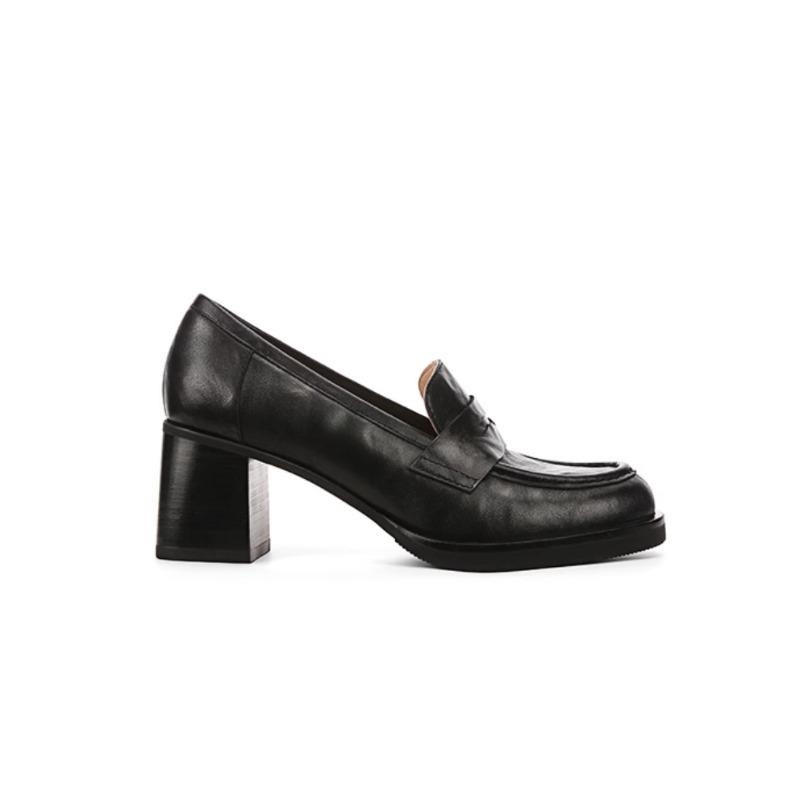 Retro Minimalist Niche Platform Thick-soled High-heeled Shoes for Women, Leather Shoes