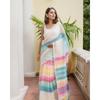 Saree Nou Exclusiv de Designer din Bumbac și In cu Imprimeu Digital – Aspect Proaspăt și Elegant