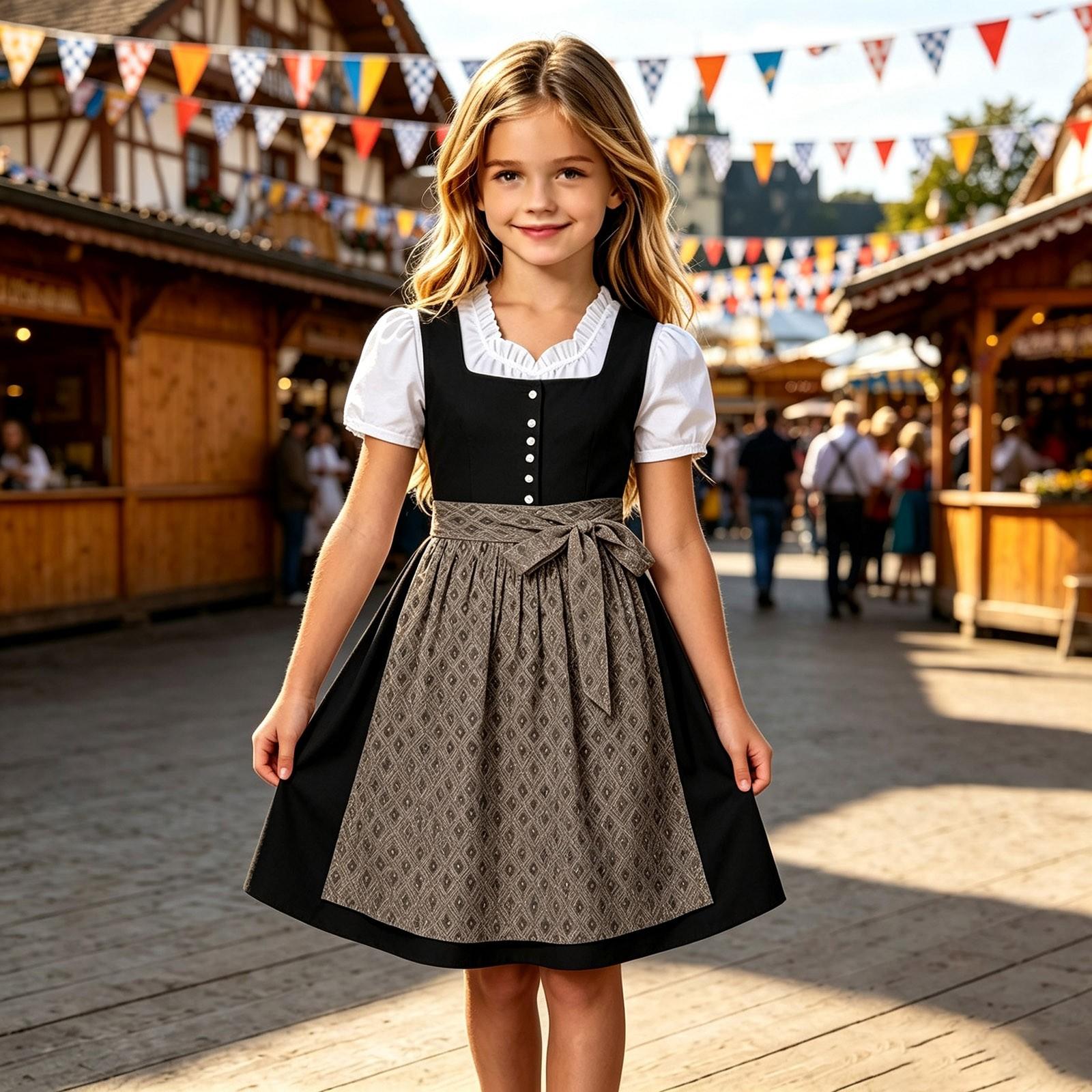 Farbenfrohes Freizeitkleid für kleine Mädchen für Frühlings- und Herbstfeste sowie den täglichen Gebrauch 120 schwarz