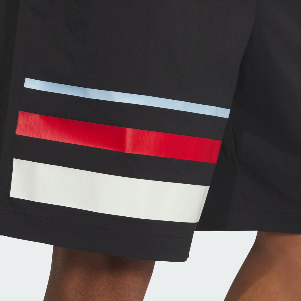 Adidas Retro Stripe Print Logo Elastic Waist Classic Sports Shorts Men Bottoms Black JM7273