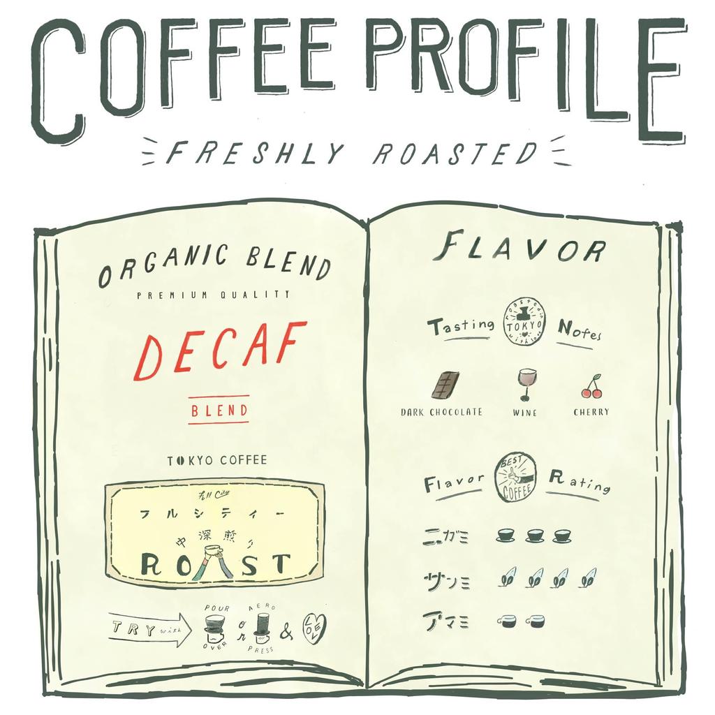 TOKYO COFFEE Mocha Organic Decaffeinated Ethiopian Coffee Beans as whole [Decaf Blend] (200g beans)