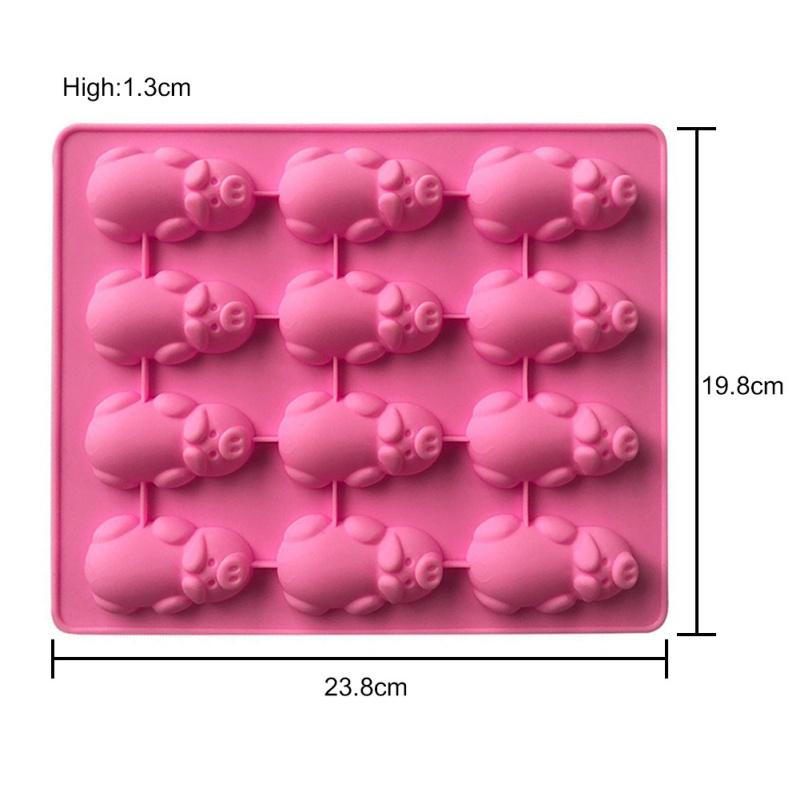 12 Hole Pig Shaped Cake Mold Silicone Cute Chocolate Jelly Rock Sugar Mold DIY Baking Mold Baking Tool