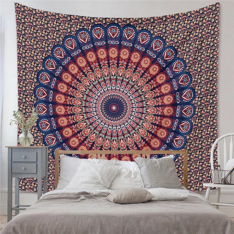 Beautiful Interior Decoration Tapestry Psychedelic Sun and Moon Mandala Flowers Home Wall
