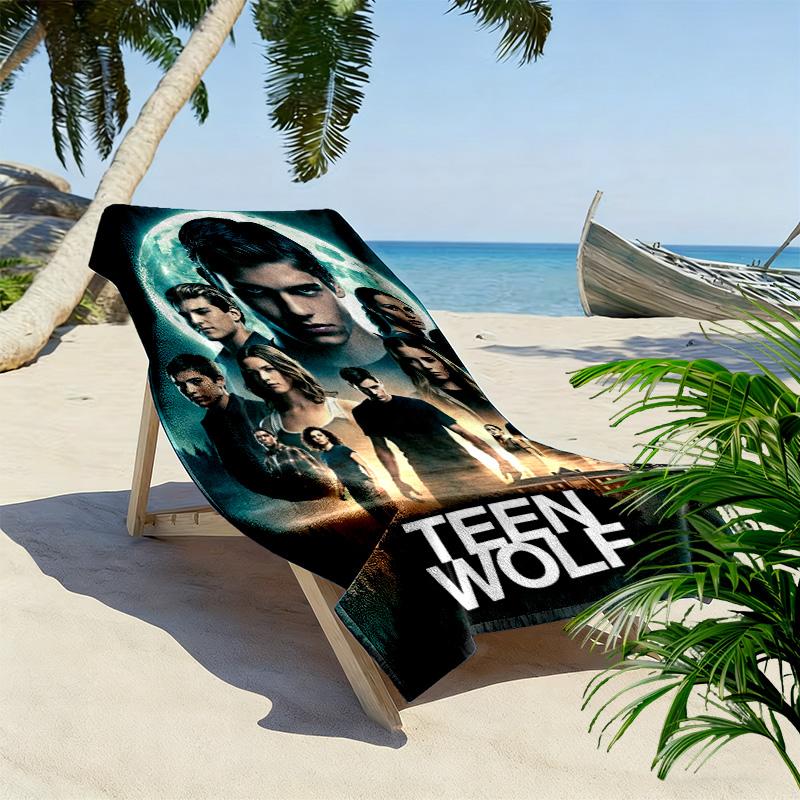 Teen Wolf Aufdruck Strandtuch, Großes Weiches Schnelltrocknendes Handtuch für Strand Camping Schwimmen