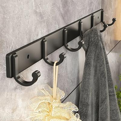 1pc Modern Black Aluminium Wall Mounted Hooks - Superb for Towels, Coats and Clothes In Bathroom Space