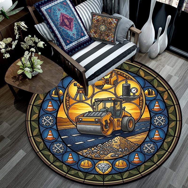 London Bus Journey Round Area Rug Under Office Chairs Bedroom Living Room Home Decor