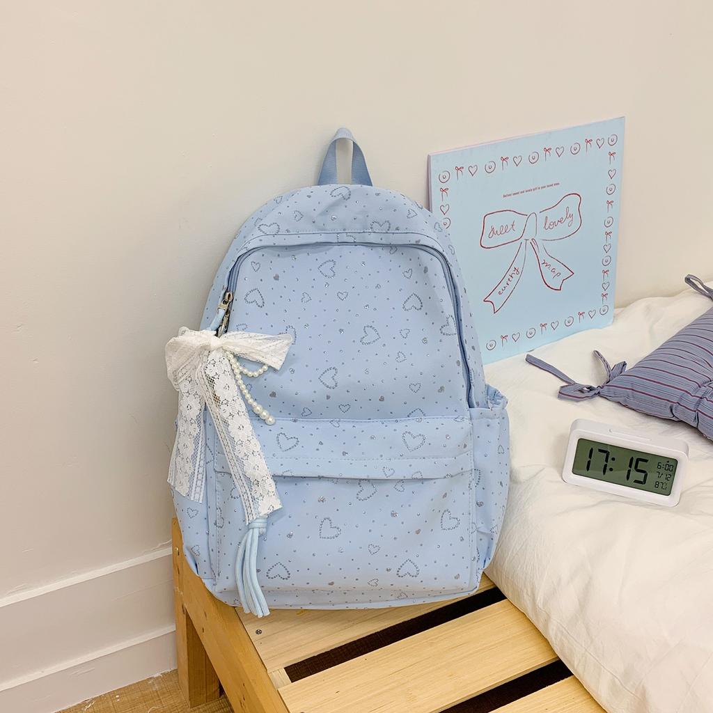 Schoolbag: lightweight, versatile, cute new loving large-capacity backpack for school, sweet for school, suitable for elementary, middle, and high