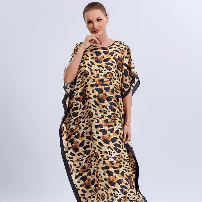 Abaya mit Leopardenmuster: Übergröße Pullover Schal Kleid