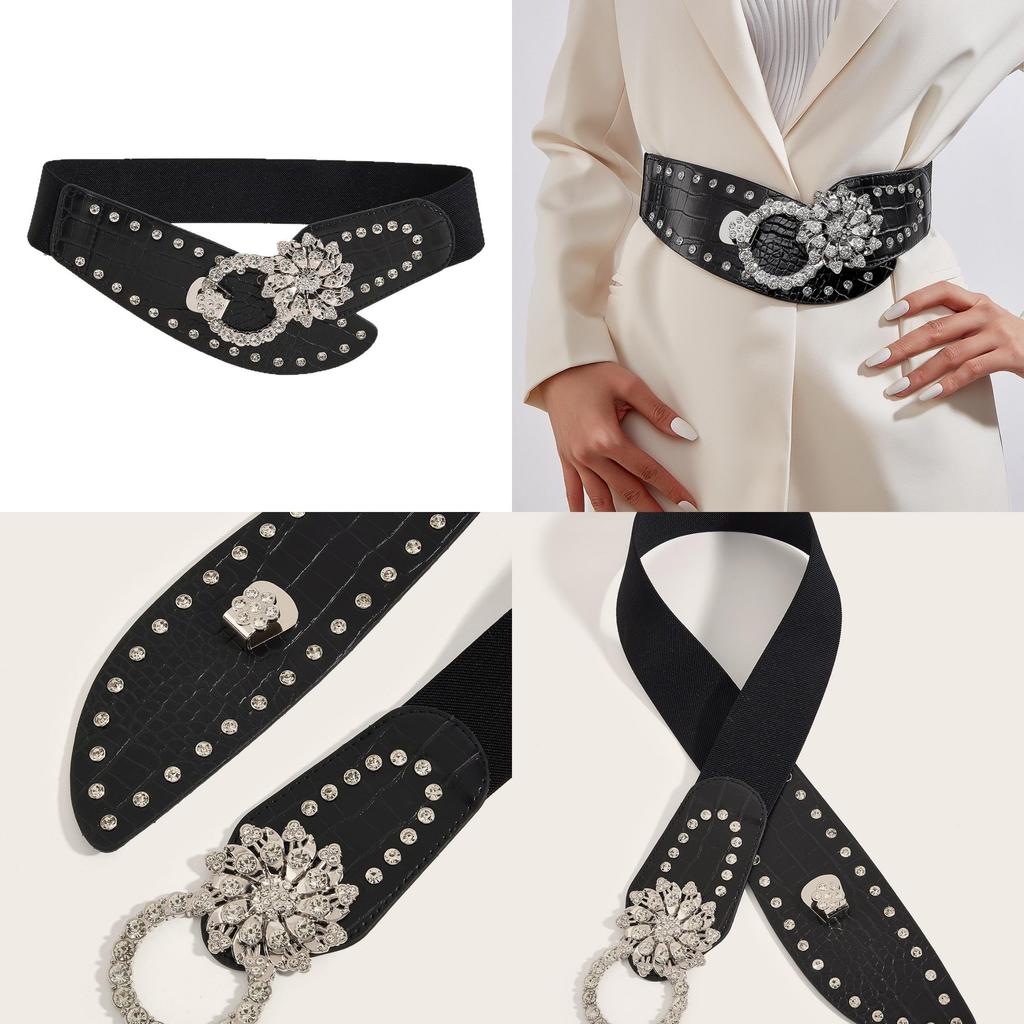 Trendy Spring Metal Waist Belt With Sparkling Water Digger Buckle For Women Fashion