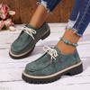 Women's Autumn Lace-Up British Style Loafers, Retro Thick-Soled Platform Footwear, Available In Large Sizes.