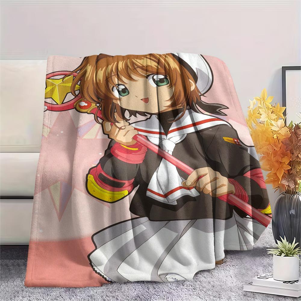1PC Cardcaptor Sakura Print Flannel Blanket, High Quality All Seasons, Home Decor, Warmth and Comfort, Perfect for Christmas Gifts