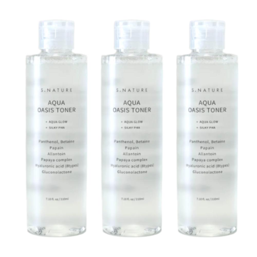 S-NATURE Aqua Oasis Toner 210ml 3-Piece Set - Deep Hydrating & Texturizing Toner for All Skin Types
