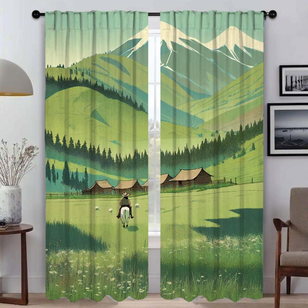 

Огромный тюль Grassland для спальни, затемняющие шторы для камеры, современные шторы для гостиной, 2 шт., занавески для дома W50xH70cmx2pcs-CL