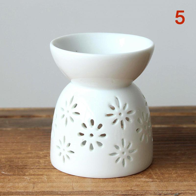 Bruciatore di aromi artigianale in ceramica fatto a mano con motivo a fiori cavi, bruciatore di oli essenziali, lampada a candela, molti stili, artigianato per ufficio e casa, decorazione
